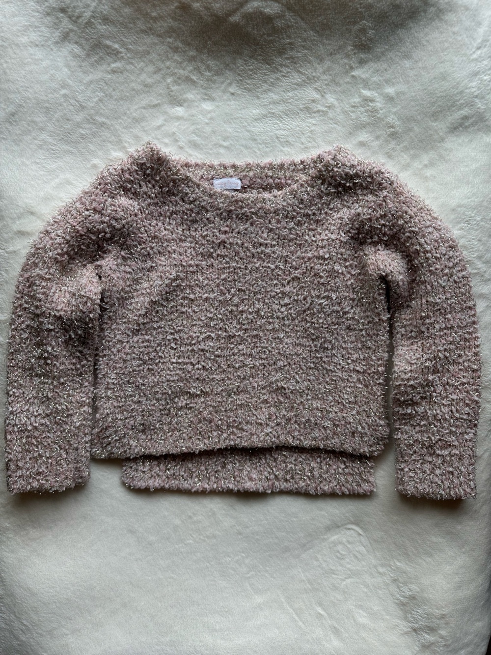 Baby Pink Sweater with tinsel like sparkles